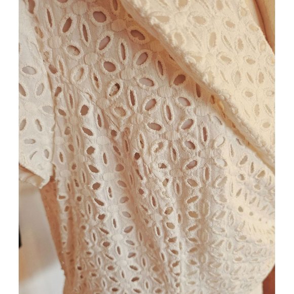 Julian Taylor vintage dress size 12 faux wrap wrap collar eyelet white pockets - Picture 10 of 16